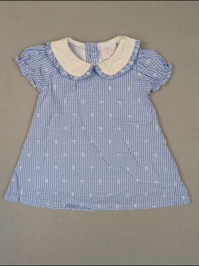 Stitchy Fish Girls Blue Gingham Cross A-Line Dress Size 24 Mo Easter Baptism